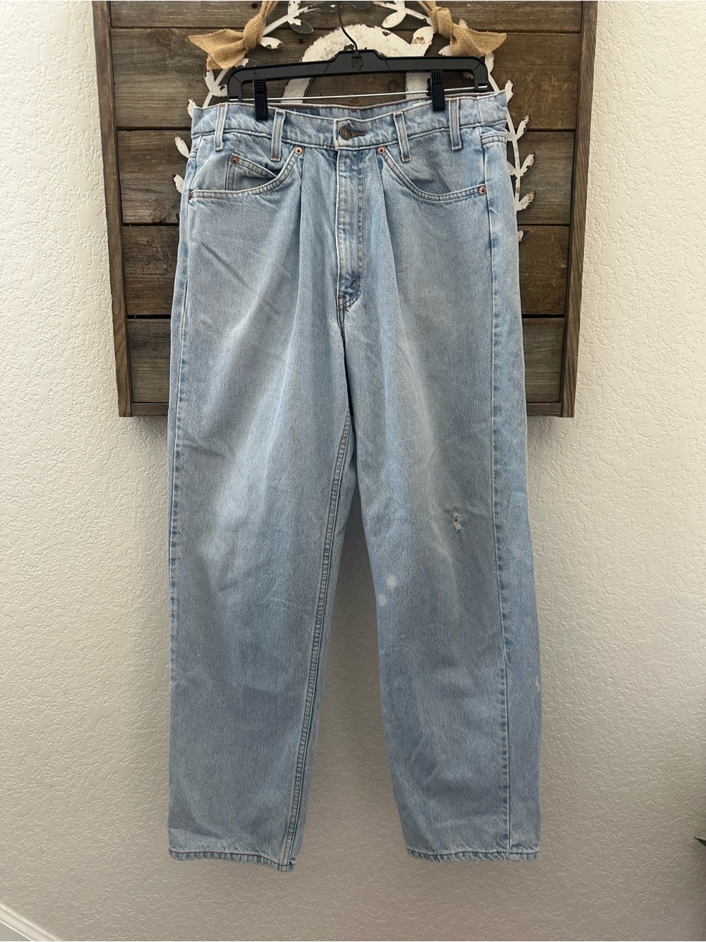 Aligrace Cinched Waist Customs Light Wash VTG Levi 550 size 32 NWT